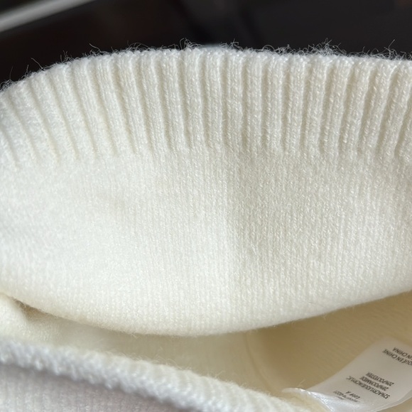 Women’s cream ivory winter hat, warm, cozy, dressy, pom pom glitter rhinestones - Picture 6 of 10